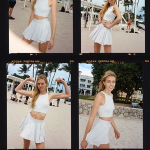 Aritzia high-waisted TNA white Tennis skirt